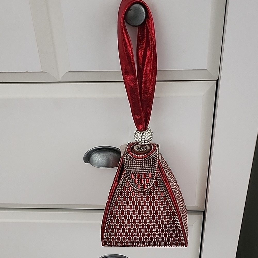 Unique triangle red bag Rhinestone purse